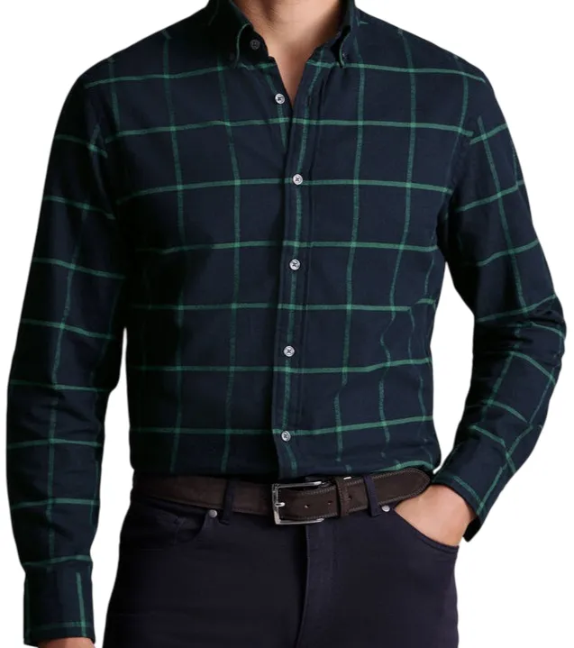 Yeşil & Lacivert Ekose Flannel Gömlek